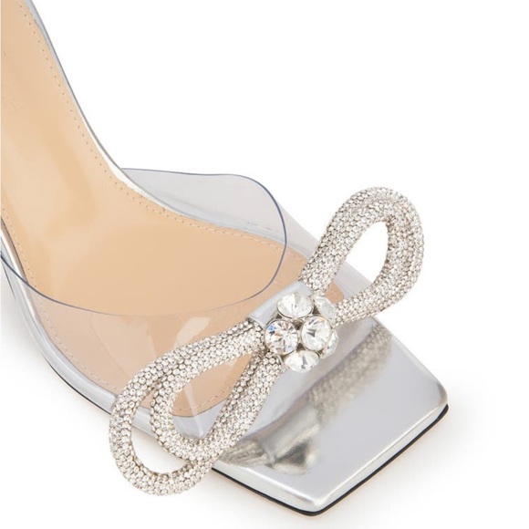 MACH & MACH Double Bow Iridescent PVC Mules Crystal embellished Pumps 7.5 - Picture 9 of 13